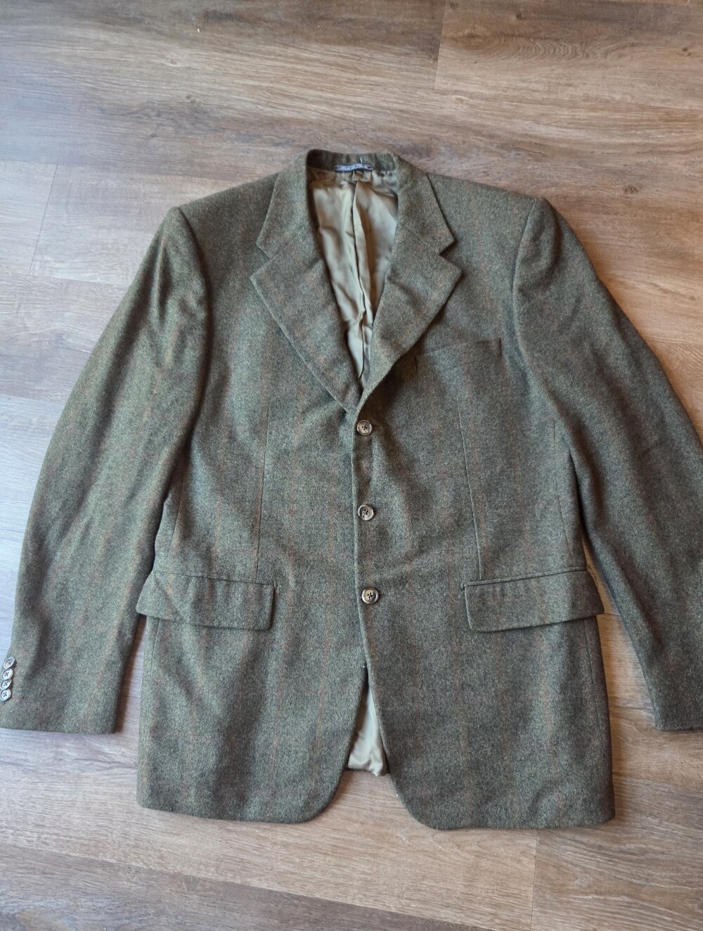 Corneliani Blazer Men's 42R Green & Brown Wool Cashmere Coat Made in Italy